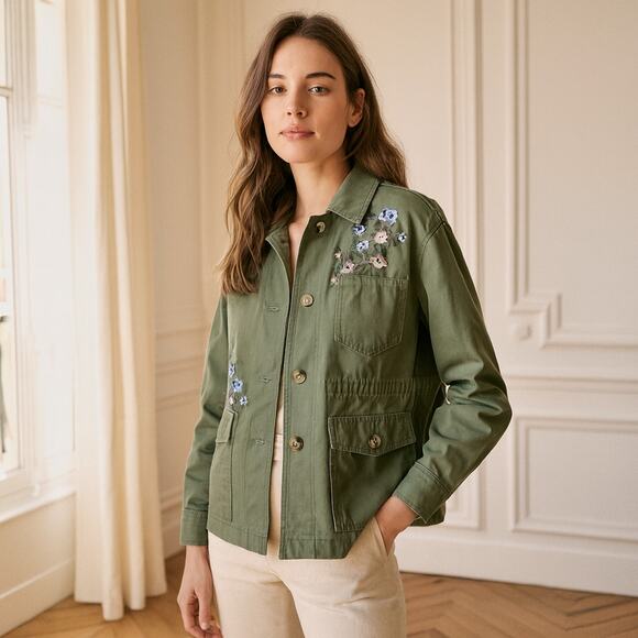 GERARD DAREL Satine Embroidered Jacket in Green 3 - Picture 1 of 12